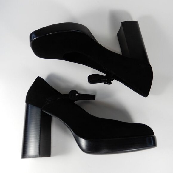 JEFFREY CAMPBELL Kenzley Platform Mary Jane Pumps Heels Size 10 Black Suede NEW - Picture 10 of 12